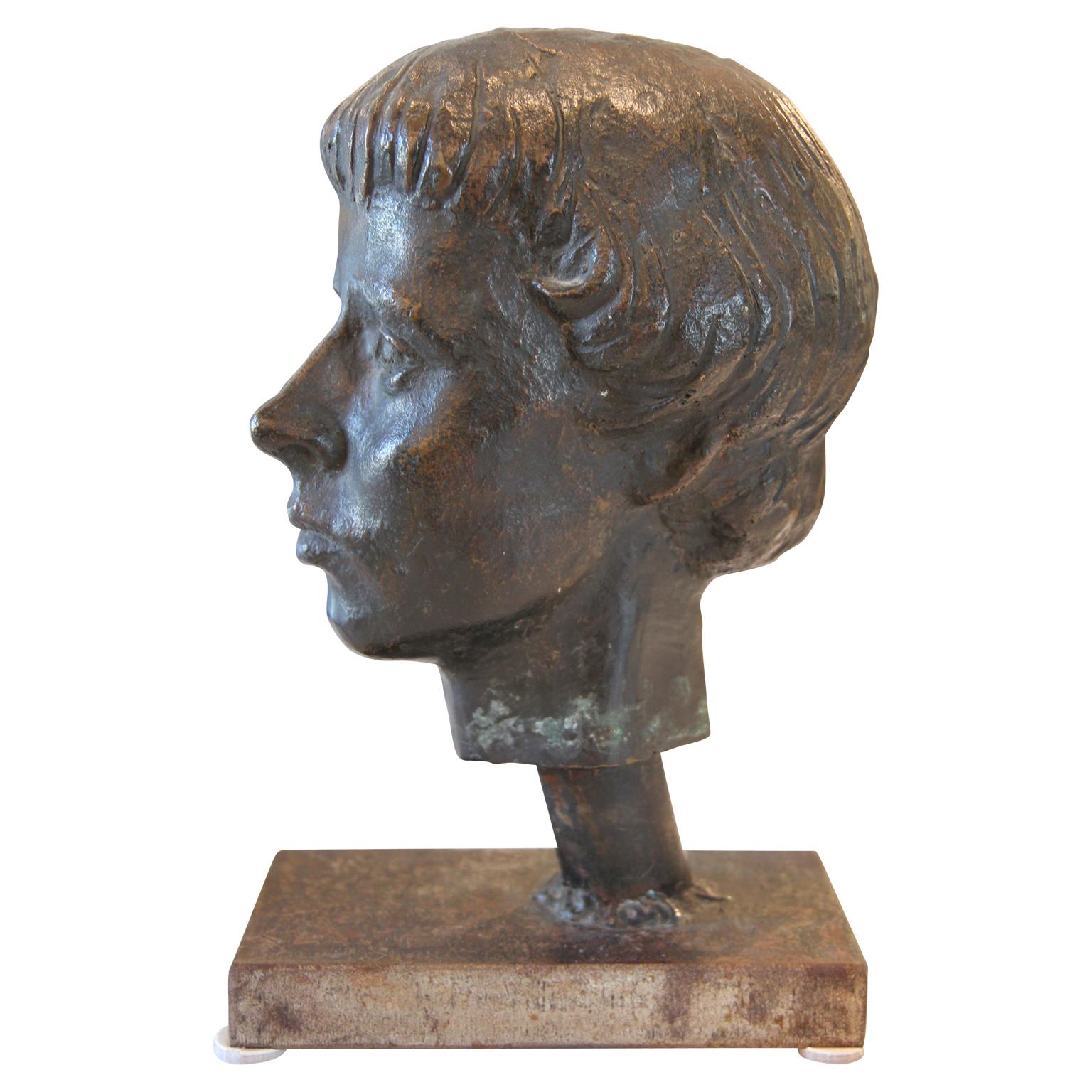 Bronze Realist/Naturalistic Female Portrait Bust of Artist Audra Evert 1