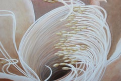 Large Vertical Neutral and White Toned Modern Abstract Flower Close Up