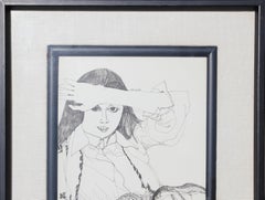 "Sometimes I Will" Original Black & White Modern Portrait Ink Drawing of a Woman