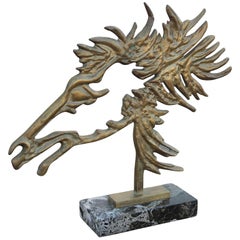 In the Style of Philippe Cheverny Brutalist "Cheval" Horse Head Sculpture