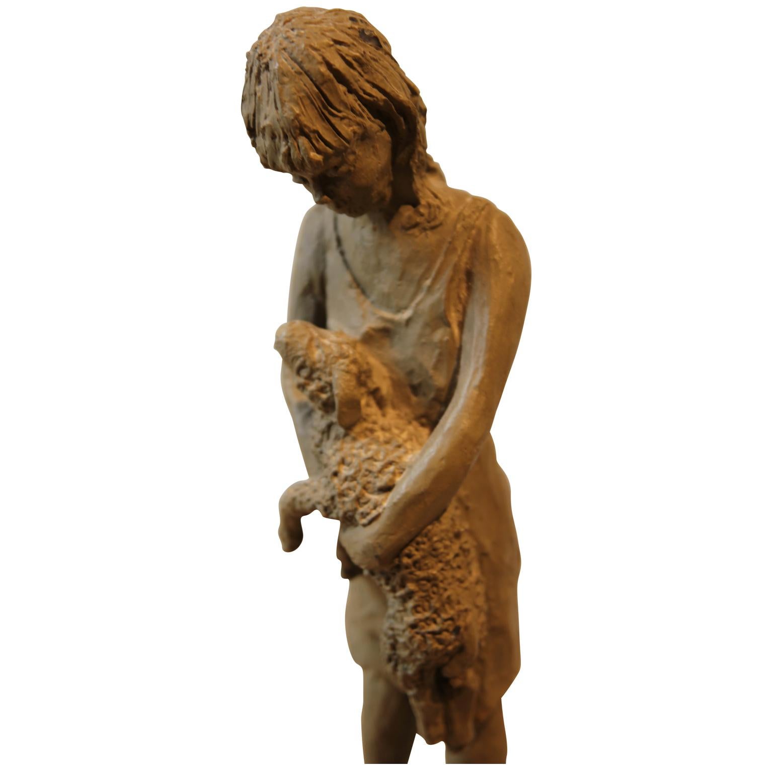 Naturalistic Woman Holding a Calf Sculpture - Brown Figurative Sculpture by W. R. Stevenson