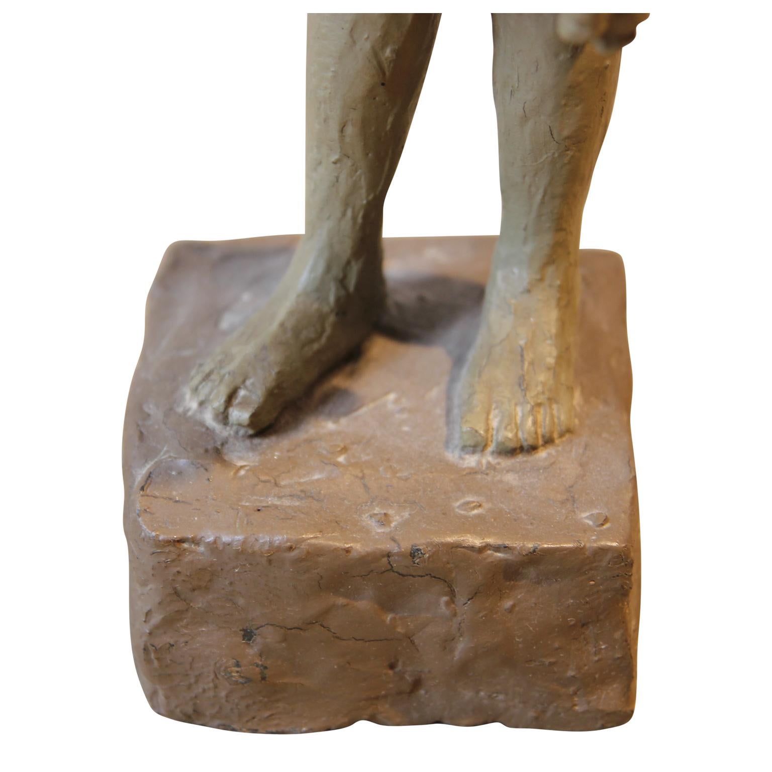 Naturalistic Woman Holding a Calf Sculpture For Sale 2