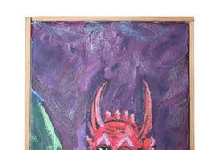 Colorful Nude Portrait of Red Devil Vertical Painting