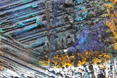 Colorful Large Abstract Graffiti Style Cityscape Splatter Painting on Canvas