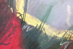 "Cranberry Bog" Purple, Red, Black, and Gold Abstract Mixed Media Drawing