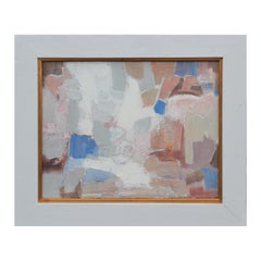 Abstract Pastel Modern Color Block Painting in Peach and Blue Tones