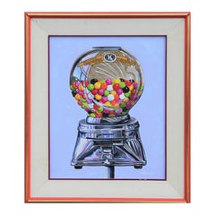 Abstract Vintage Colorful Gumball Candy Machine Painting