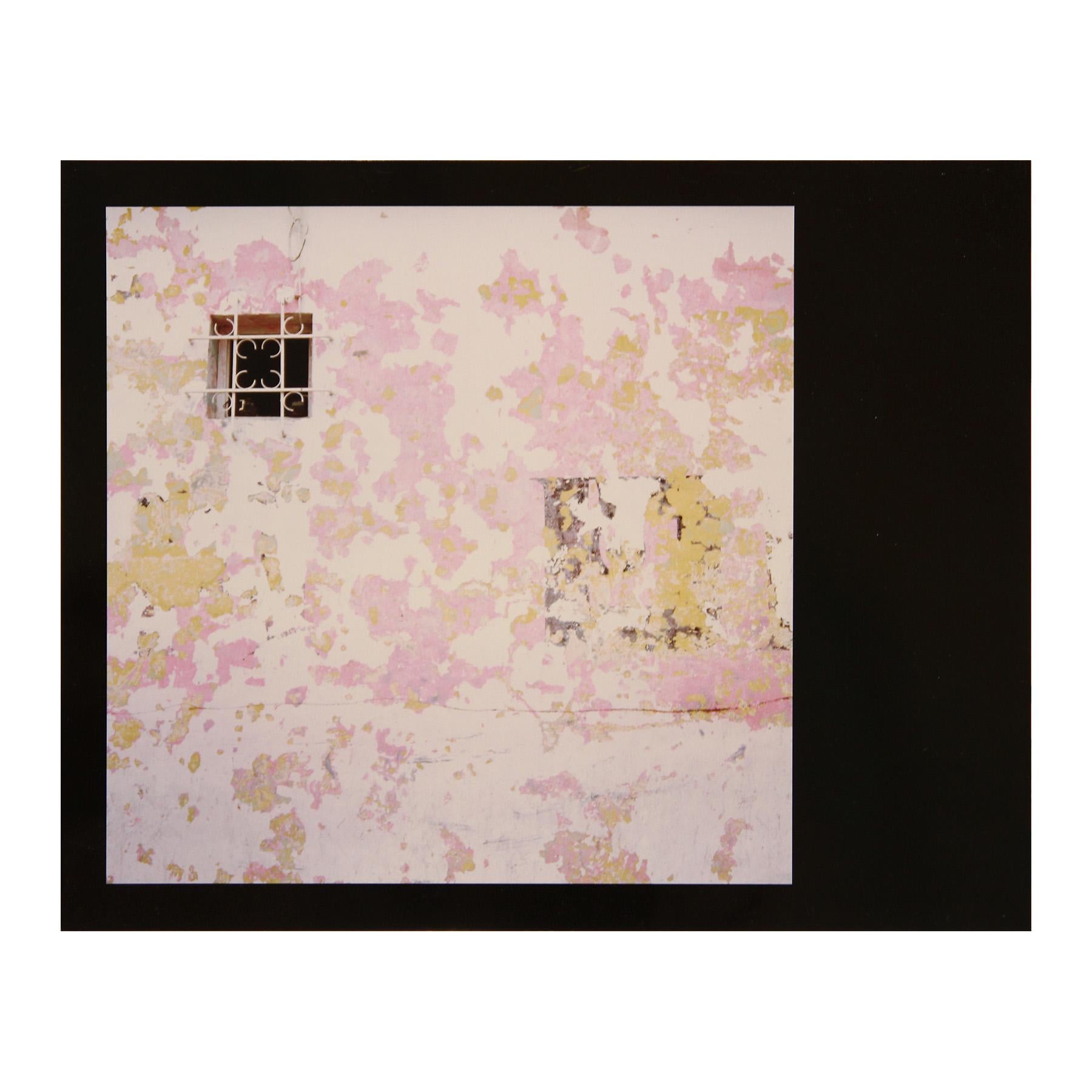 Mark Greene Color Photograph - Modern Abstract Photograph of a Pink and Gold Building with Window