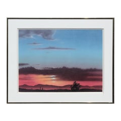 Realist Blue & Orange Toned Sunset Over Desert Mountainous West Texas Landscape