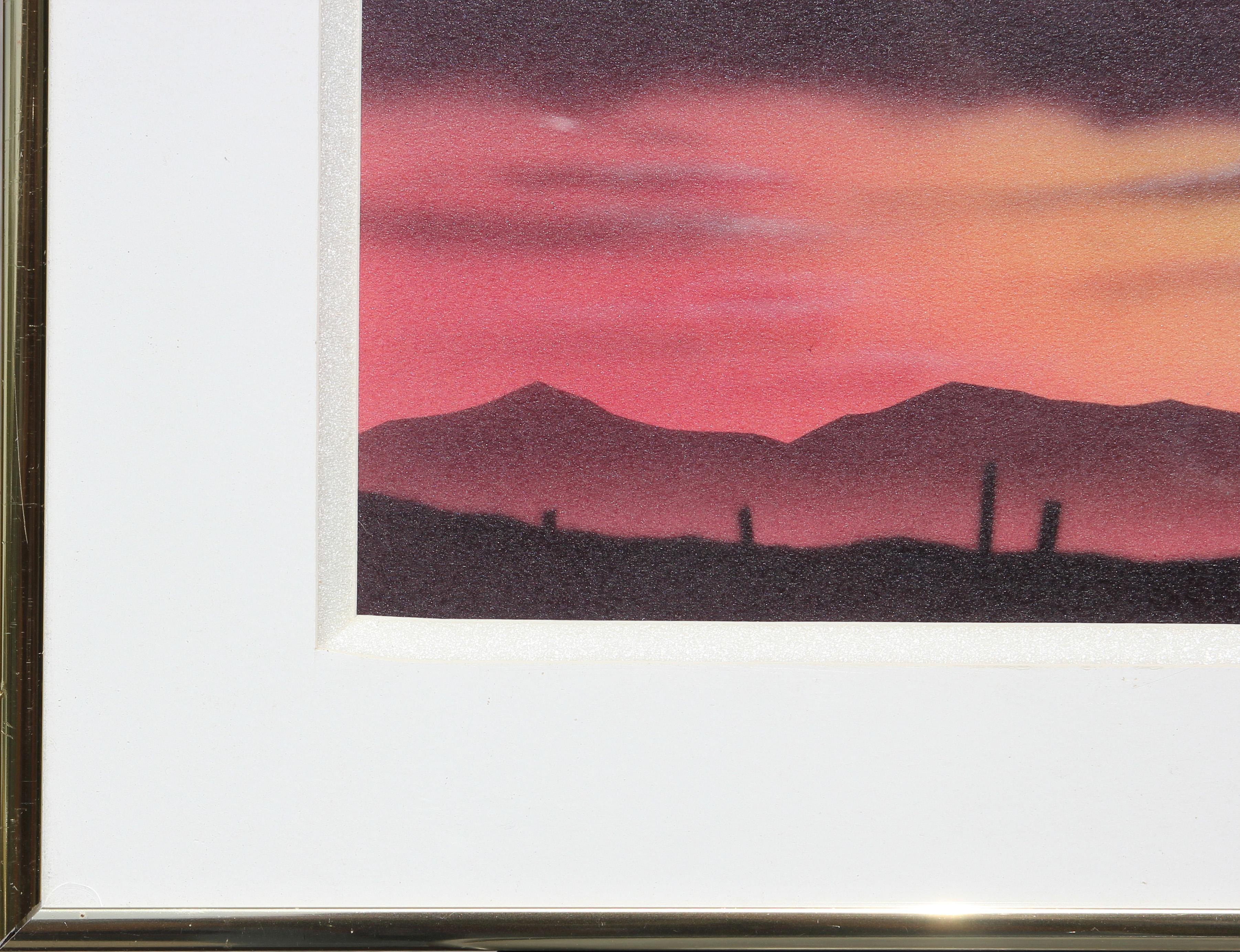 Realist Blue & Orange Toned Sunset Over Desert Mountainous West Texas Landscape  4