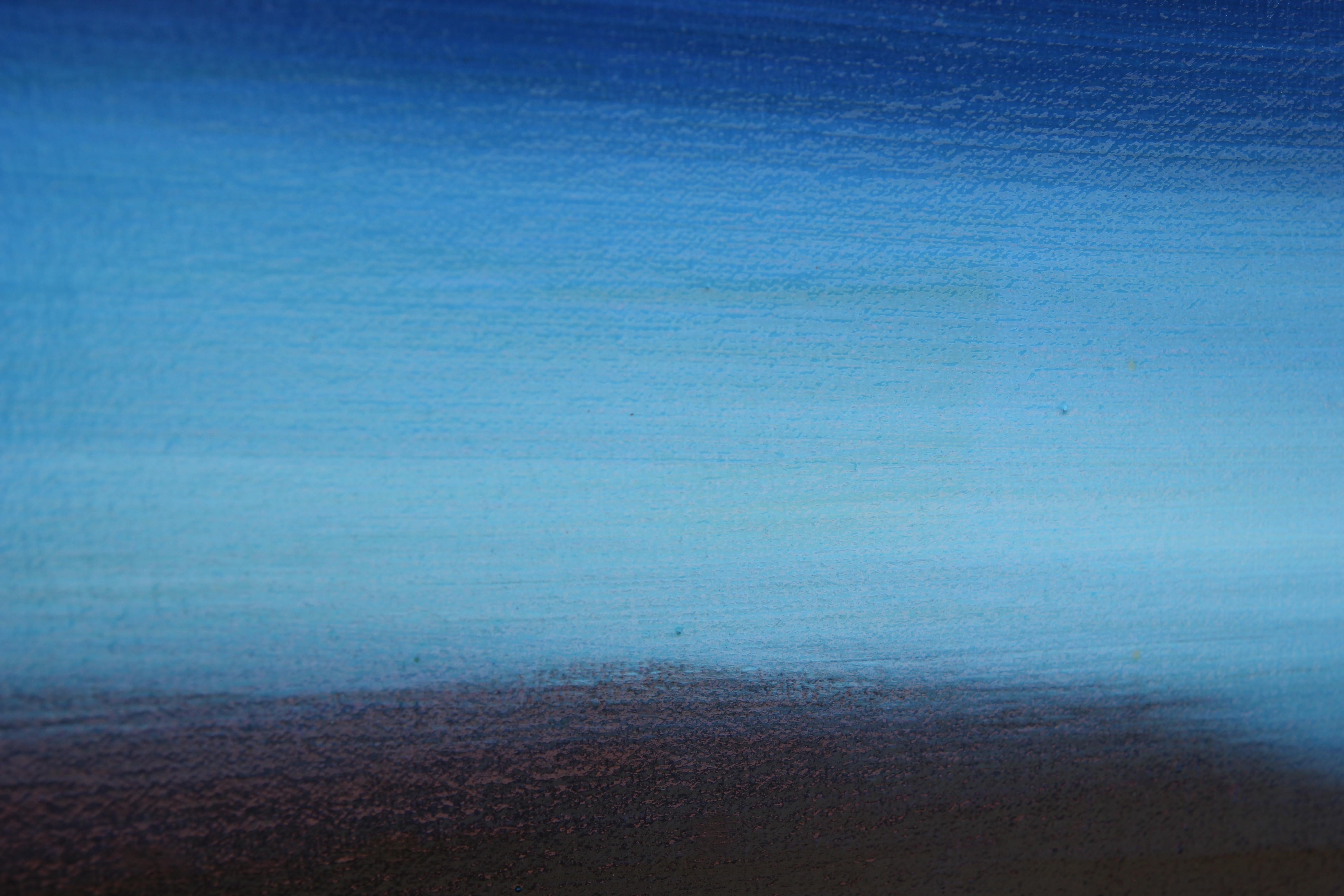 Abstraktes, großes, horizontales, blaues, fotorealistisches Autogemälde „1964 G.T.O“, 1964 (Fotorealismus), Painting, von Cheryl Kelley