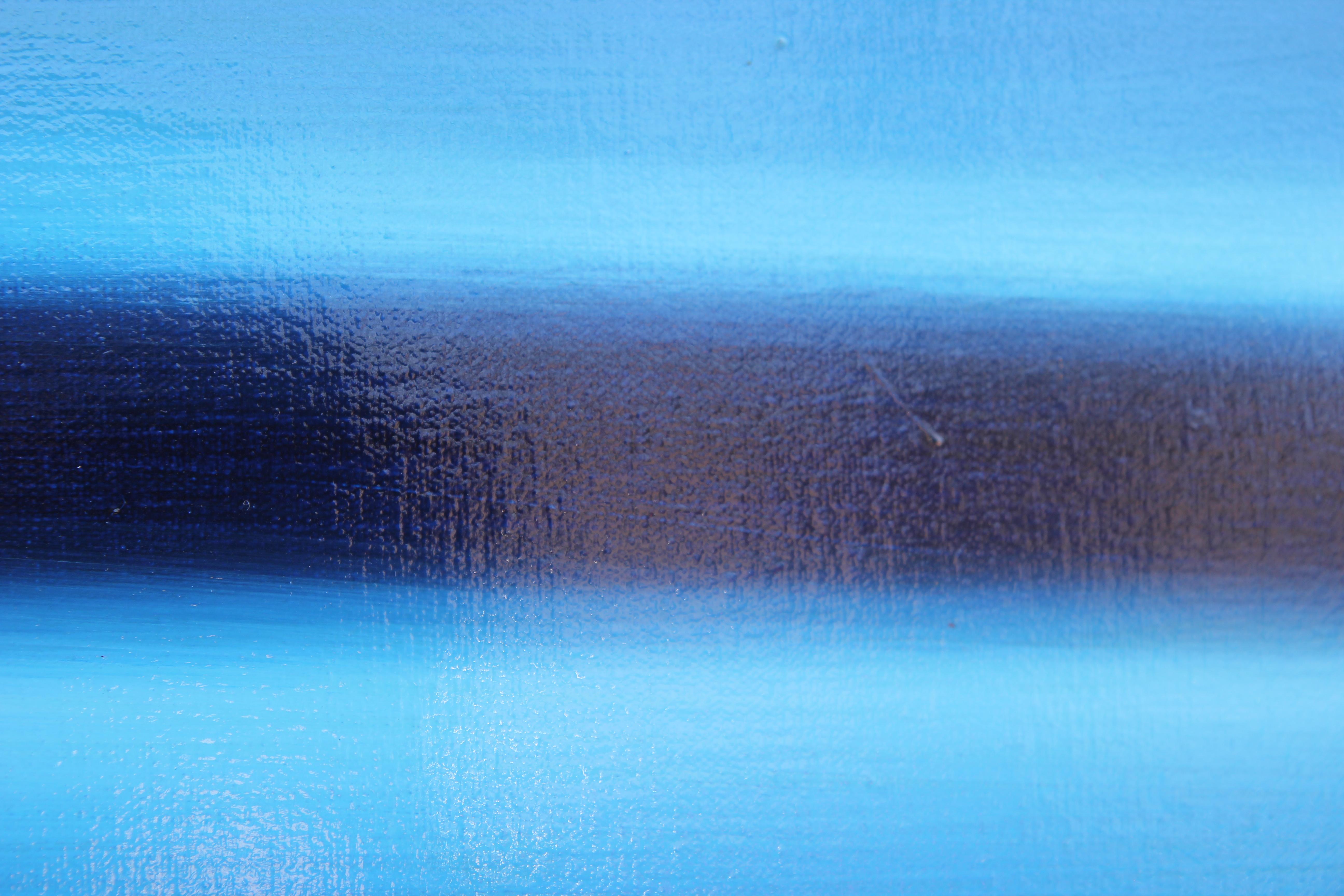 Abstraktes, großes, horizontales, blaues, fotorealistisches Autogemälde „1964 G.T.O“, 1964 (Blau), Still-Life Painting, von Cheryl Kelley
