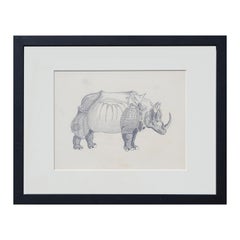 Circle Patterned Realistic Armored Rhino Exotic Wildlife Pencil Drawing