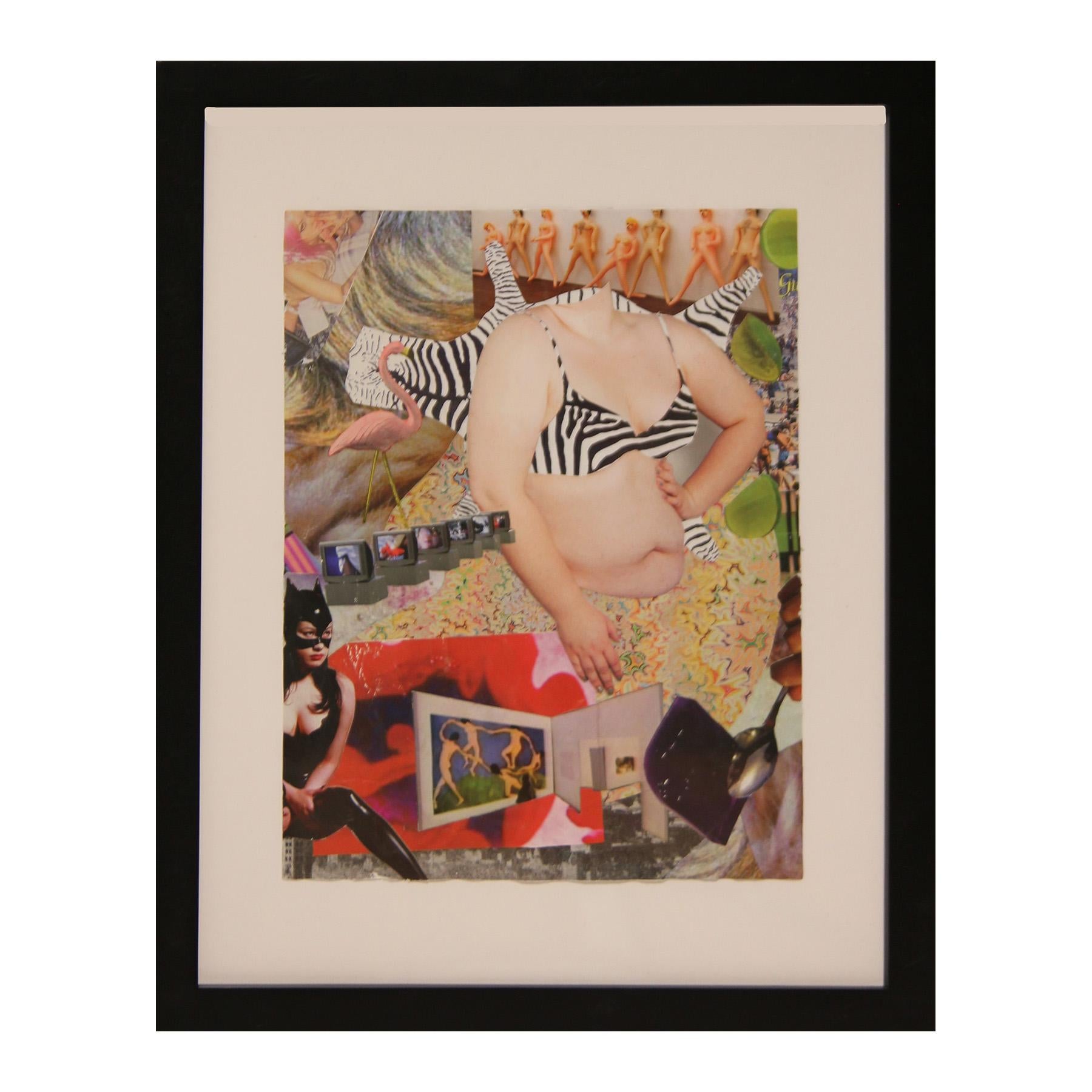 Colorful Abstract Contemporary “Sexy Fat” Nude Female Collage - Art by Julia Rossel