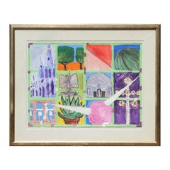 "San Miguel De Allende" Abstract Colorful Church and City Landscape Painting