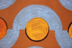 Colorful Abstract Contemporary “Orange Suns, Blue Moons” Textile Painting