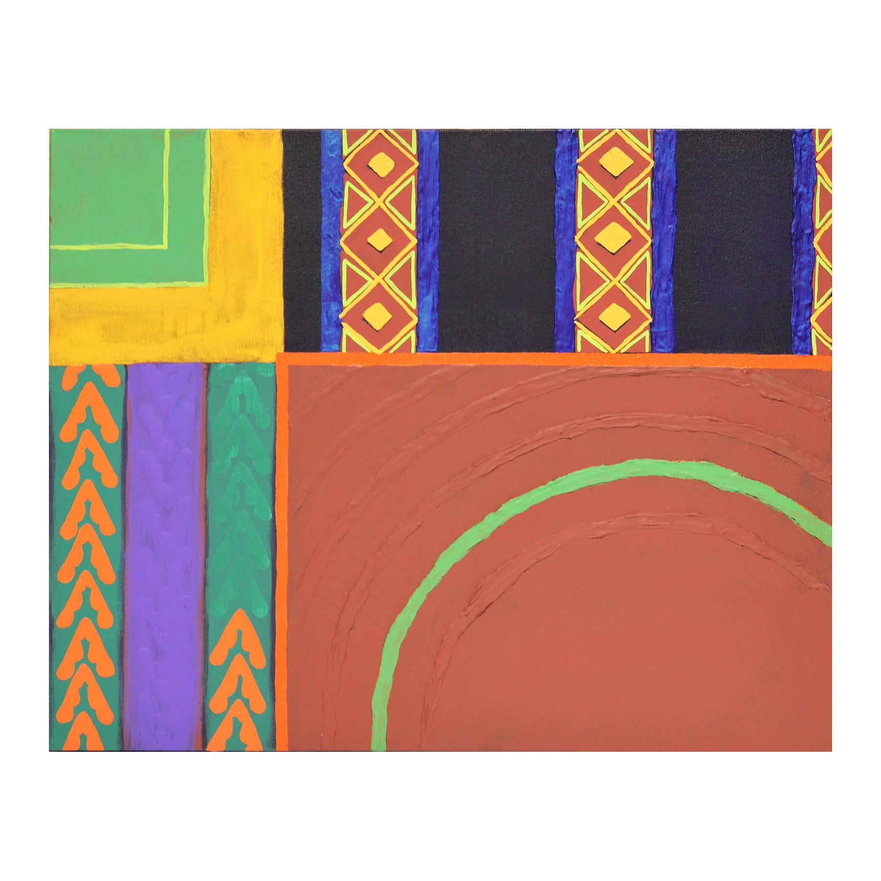 Evangeline Gichina Abstract Painting – Buntes abstraktes zeitgenössisches blaues Kleid III Afrikanisches Textilgemälde