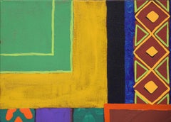 Colorful Abstract Contemporary “Blue Dress III” African Textile Painting