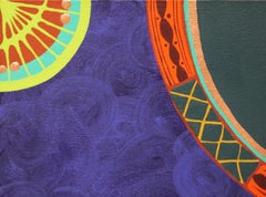 Colorful Abstract Contemporary “Blue Dress I” African Dashiki Textile Painting