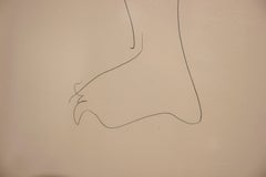 Abstract Pen Contour Line Drawing of Male Nude Back with Raised Leg
