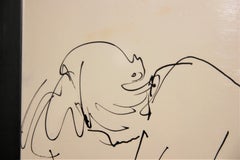 Abstract Pen Contour Line Drawing of Female Nude Laying with Feet Raised