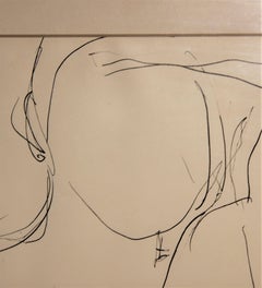 Abstract Pen Contour Line Drawing of Standing Male Nude