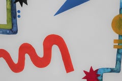 “The Circuit” Abstract Geometric Green, Blue, Yellow and Red Painting