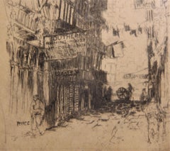 "Exchange Alley, New Orleans" Early 20th Century Back Street Landscape Etching