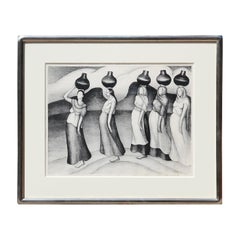 ""Women of Oaxaca" Medium Sized Grayscale Abstrakte figurative Lithographie