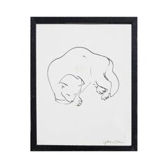 Modern Minimal Pen Contour Line Drawing of an Abstract Sleeping Cat