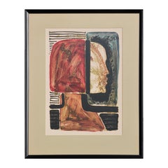 ""Face at the Window" Rotes, blaues und schwarzes abstraktes figuratives Porträt