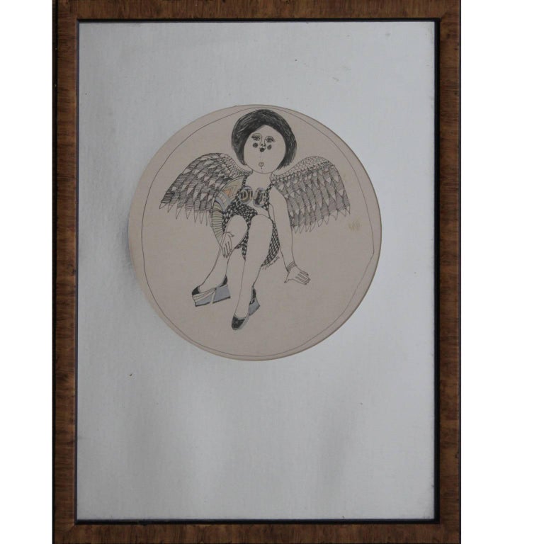 Circular Drawling of Women with Wings  - Art by Charles Pebworth