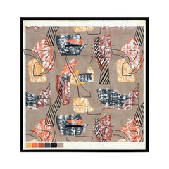 Pittura moderna con motivo geometrico astratto arancione, marrone, giallo e nero