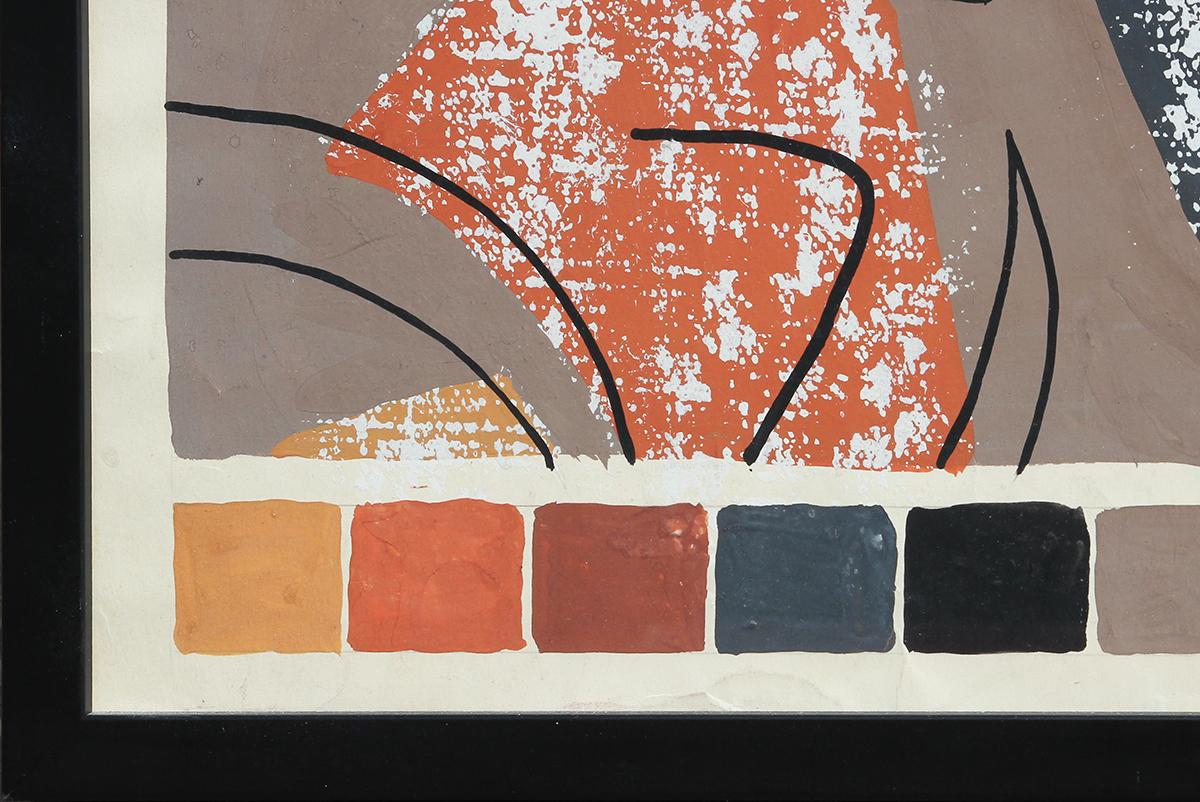 The Moderns Peinture géométrique à motifs abstraits orange, brown, jaune et noir en vente 4