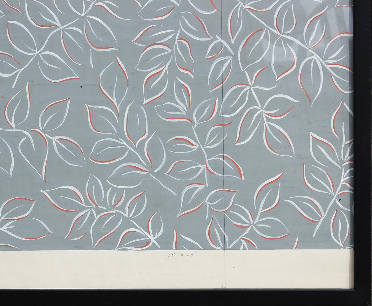 Peinture moderne à motif de feuilles géométriques abstraites grises et orange en vente 4