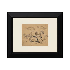 « Jimy and the Mower », dessin à l'encre comique figuratif d'humour sombre