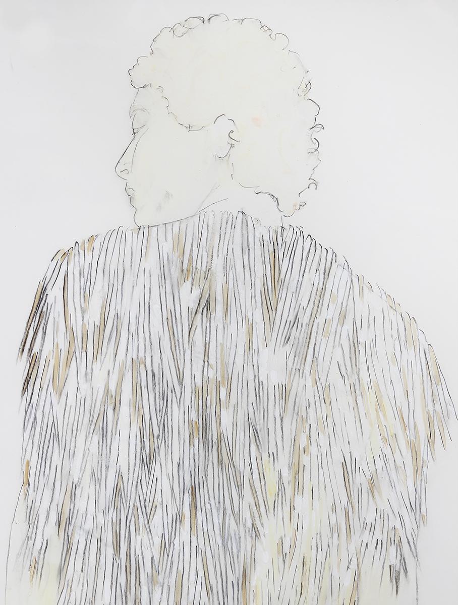 Abstraktes, minimalistisches Porträt eines Mannes „Porcupine Quill Jacke“ – Art von Lisa Qualls