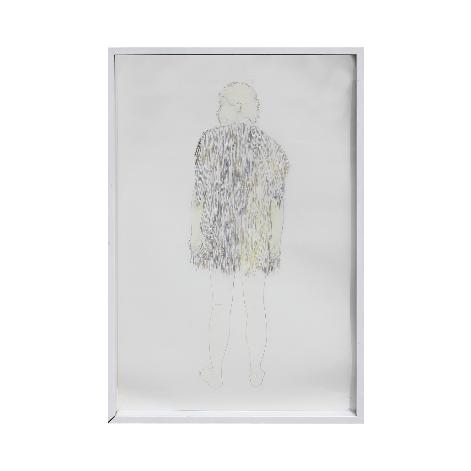 Abstraktes, minimalistisches Porträt eines Mannes „Porcupine Quill Jacke“ (Grau), Figurative Art, von Lisa Qualls