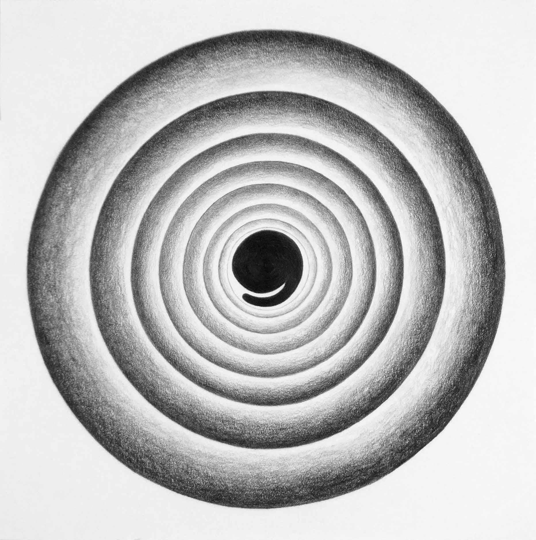 Joe Royer Abstract Drawing - Arena, Geometric Circular Abstraction, Graphite on Paper, Framed