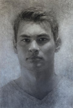 Portrait of Matt Latham, Large Scale Charcoal Drawing, Framed