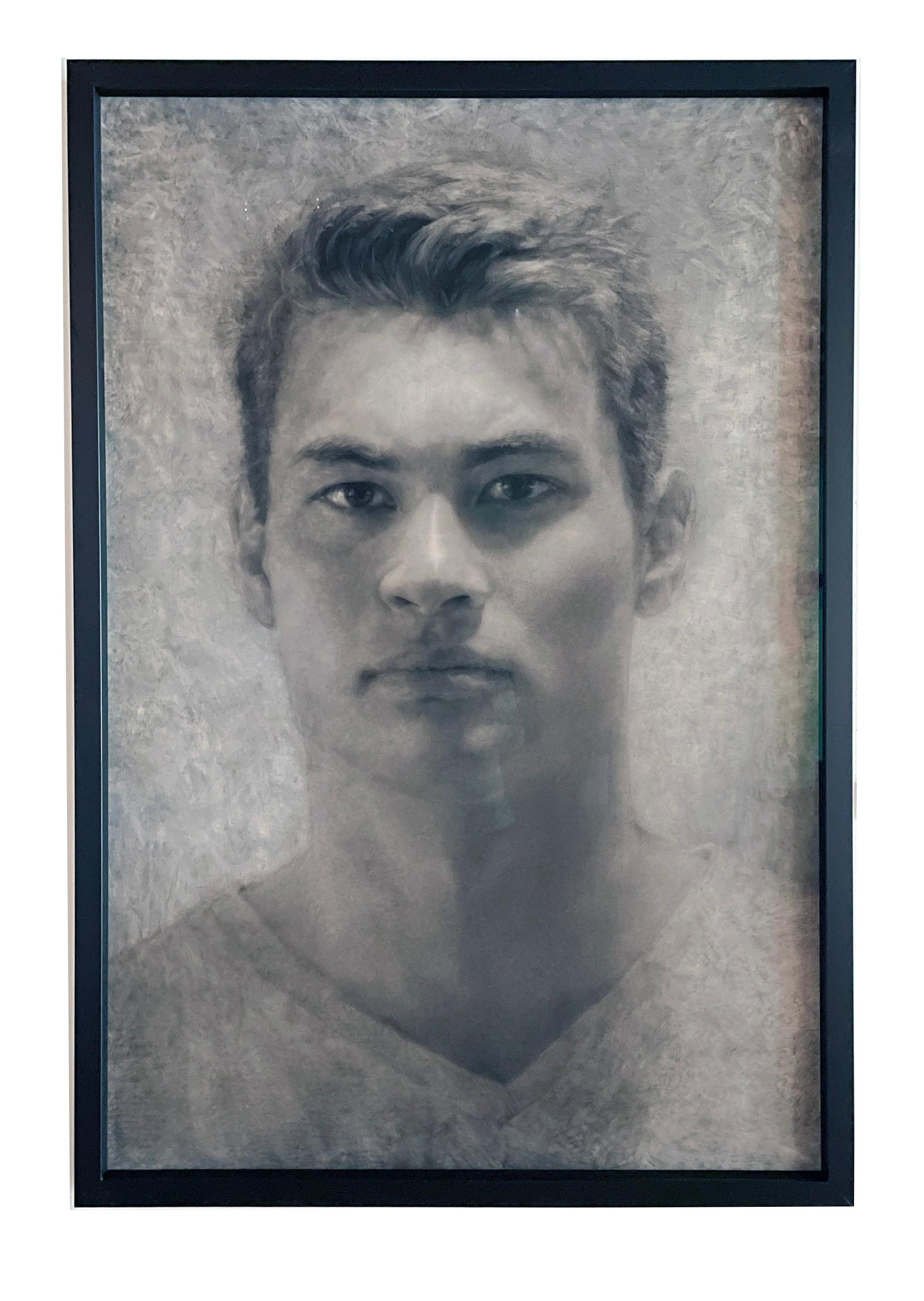 Porträt von Matt Latham – Großformatiges Porträt, Original an Holzkohle auf Mylar im Angebot 3