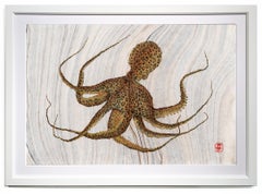 Cheetahpus - Gyotaku Style Japanese Sumi Ink Painting, Cheetah Patterned Octopus