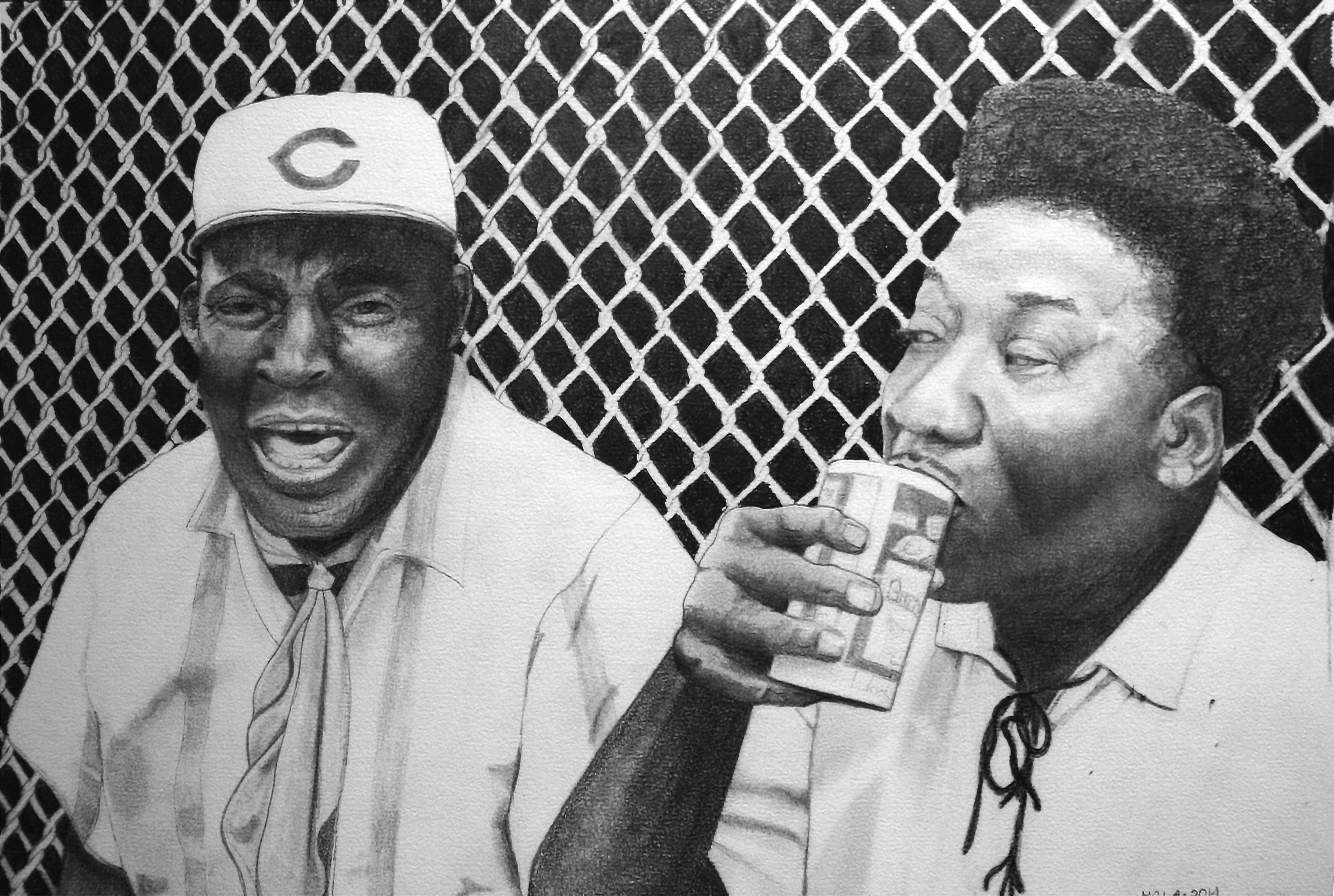 Howlin' Wolf and Muddy Waters - Chicago Blues Greats, Graphit auf Papier, gerahmt