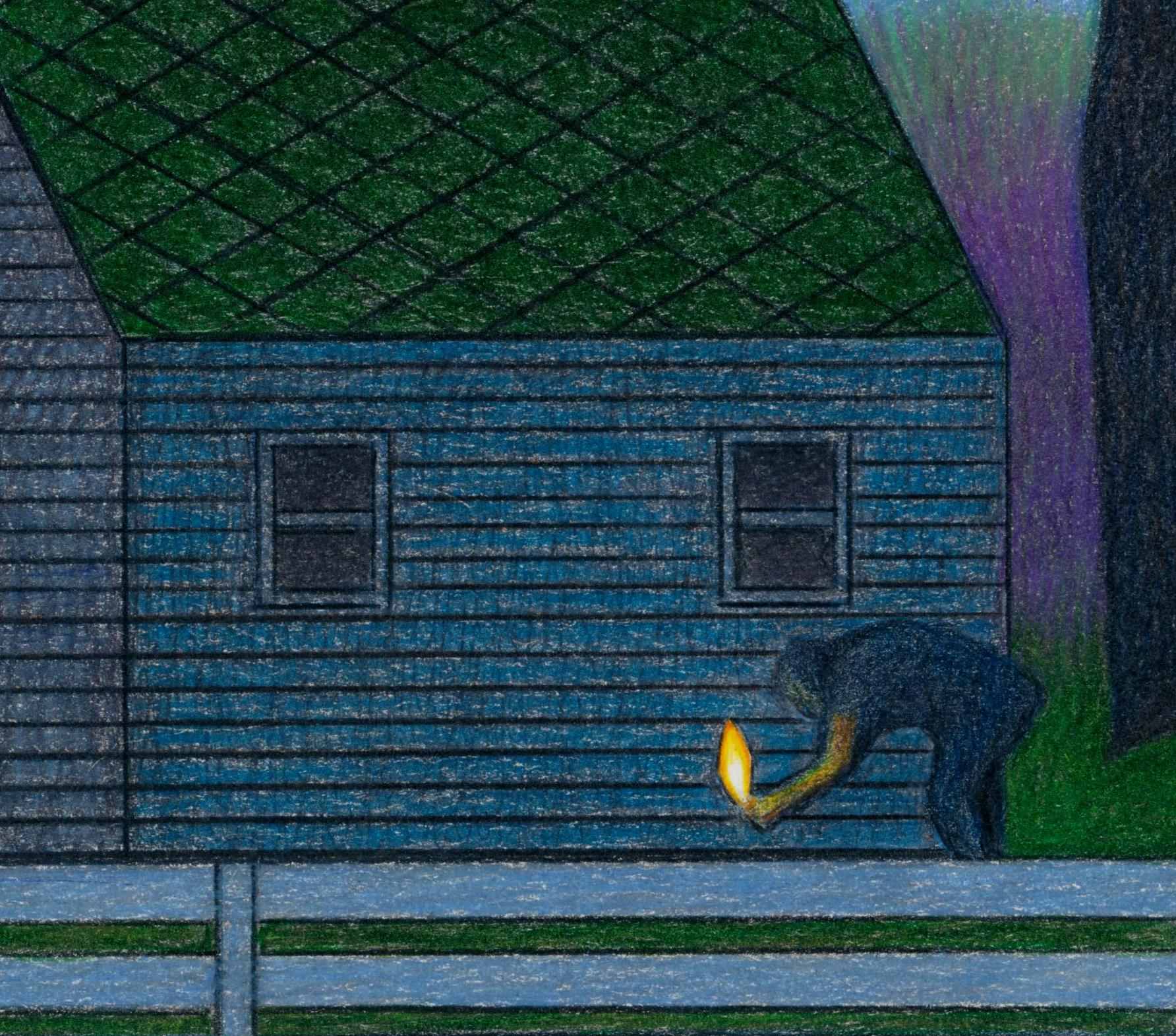 pencil drawing of night scene