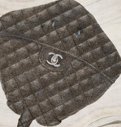 Chanel Quilted Black Caviar Ray - Sumi Ink on Mulberry Paper, Gyotaku Original