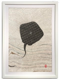Chanel Quilted Black Caviar Ray - Sumi Ink on Mulberry Paper, Gyotaku Original
