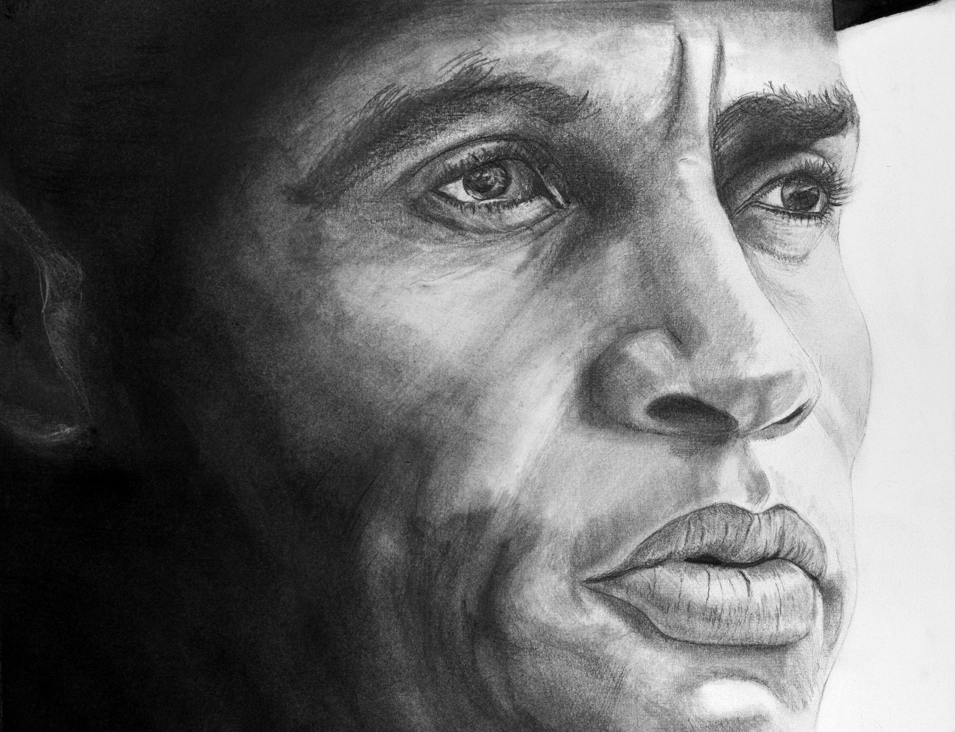 Margie Lawrence Figurative Painting - Roberto Clemente - Pittsburgh Pirates Baseball Player, Graphite on Paper, Framed