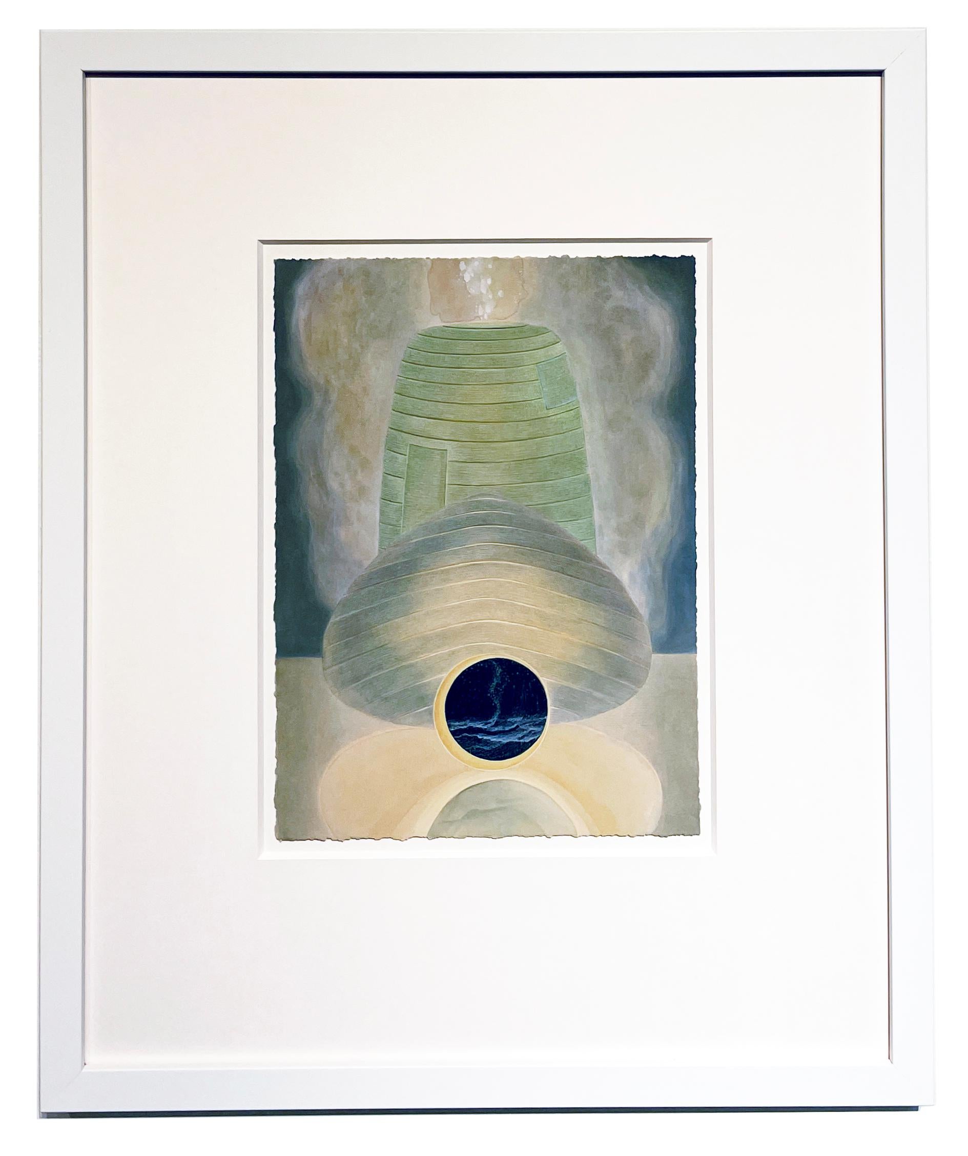 Surreales botanisches Gemälde, Aquarell und Gouache auf Papier, sehr detailliert, gerahmt 3