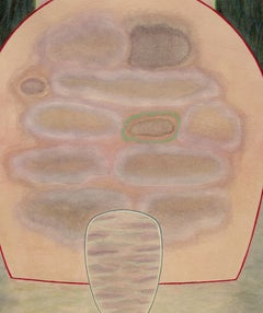 Wolkensee-Wolkensee – sehr detaillierte surreale Landschaft, Aquarell & Gouache auf Papier