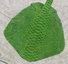 Sleestak Ray - Gyotaku Style Print of a Sting Ray, Enhanced with Bright Greens